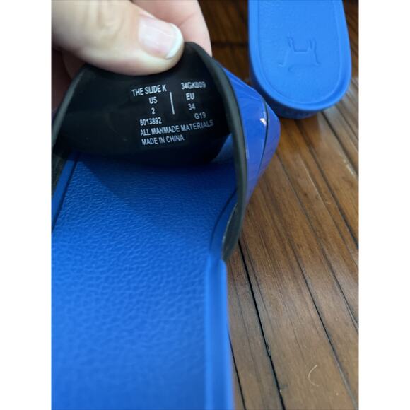 GOATS Black/Blue Stripe Comfortable Slip On Slide Sz 2Y Kids New Nordstrom - Picture 4 of 5